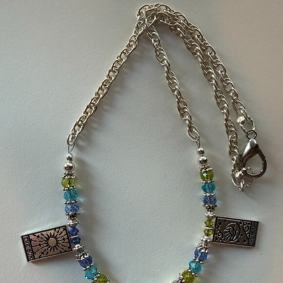 Handmade Necklace Sterling Silver Tarot Charms & *YOU CHOOSE COLORS* Glass Beads - Picture 5 of 10